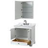 Custom image for White with Matte Black Trim / White Carrara Marble, Rectangular Sink / Medicine Cabinet