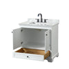 Custom image for White with Matte Black Trim / White Carrara Marble, Rectangular Sink / No Mirror