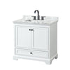 Custom image for White with Matte Black Trim / White Carrara Marble, Rectangular Sink / No Mirror