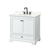 Custom image for White with Matte Black Trim / Giotto Quartz, Rectangular Sink / No Mirror