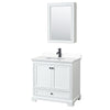 Custom image for White with Matte Black Trim / White Cultured Marble, Rectangular Sink / Medicine Cabinet