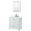Custom image for White with Matte Black Trim / White Cultured Marble, Rectangular Sink / Medicine Cabinet