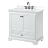 Custom image for White with Matte Black Trim / White Cultured Marble, Rectangular Sink / No Mirror