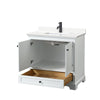 Custom image for White with Matte Black Trim / White Quartz, Rectangular Sink / No Mirror