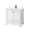 Custom image for White with Matte Black Trim / White Quartz, Rectangular Sink / No Mirror