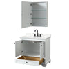 Custom image for White with Matte Black Trim / White Quartz, Rectangular Sink / Medicine Cabinet