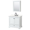 Custom image for White with Matte Black Trim / White Quartz, Rectangular Sink / Medicine Cabinet