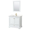 Custom image for White with Brushed Gold Trim / Carrara Cultured Marble, Rectangular Sink / 24
