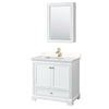 Custom image for White with Brushed Gold Trim / Carrara Cultured Marble, Rectangular Sink / Medicine Cabinet
