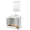 Custom image for White with Brushed Gold Trim / Carrara Cultured Marble, Rectangular Sink / 24