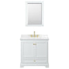 Custom image for White with Brushed Gold Trim / Carrara Cultured Marble, Rectangular Sink / Medicine Cabinet