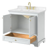Custom image for White with Brushed Gold Trim / Carrara Cultured Marble, Rectangular Sink / No Mirror