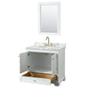 Custom image for White with Brushed Gold Trim / White Carrara Marble, Oval Sink / 24