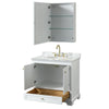 Custom image for White with Brushed Gold Trim / White Carrara Marble, Oval Sink / Medicine Cabinet