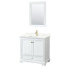 Custom image for White with Brushed Gold Trim / Giotto Quartz, Rectangular Sink / 24
