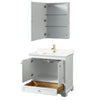 Custom image for White with Brushed Gold Trim / Giotto Quartz, Rectangular Sink / Medicine Cabinet