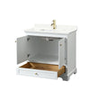 Custom image for White with Brushed Gold Trim / Giotto Quartz, Rectangular Sink / No Mirror