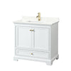 Custom image for White with Brushed Gold Trim / Giotto Quartz, Rectangular Sink / No Mirror