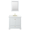 Custom image for White with Brushed Gold Trim / White Cultured Marble, Rectangular Sink / 24