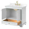 Custom image for White with Brushed Gold Trim / White Cultured Marble, Rectangular Sink / No Mirror
