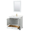 Custom image for White with Brushed Gold Trim / White Quartz, Rectangular Sink / 24