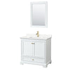 Custom image for White with Brushed Gold Trim / White Quartz, Rectangular Sink / 24