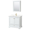 Custom image for White with Brushed Gold Trim / White Quartz, Rectangular Sink / Medicine Cabinet