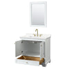 Custom image for White with Brushed Gold Trim / White Quartz, Rectangular Sink / 24