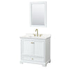 Custom image for White with Brushed Gold Trim / White Quartz, Rectangular Sink / 24