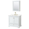 Custom image for White with Brushed Gold Trim / White Quartz, Rectangular Sink / Medicine Cabinet