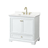 Custom image for White with Brushed Gold Trim / White Quartz, Rectangular Sink / No Mirror