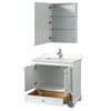 Custom image for White with Polished Chrome Trim / Carrara Cultured Marble, Rectangular Sink / Medicine Cabinet