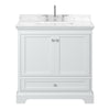 Custom image for White with Polished Chrome Trim / Carrara Cultured Marble, Rectangular Sink / No Mirror
