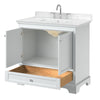 Custom image for White with Polished Chrome Trim / Carrara Cultured Marble, Rectangular Sink / No Mirror