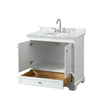 Custom image for White with Polished Chrome Trim / White Carrara Marble, Oval Sink / No Mirror