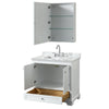 Custom image for White with Polished Chrome Trim / White Carrara Marble, Rectangular Sink / Medicine Cabinet