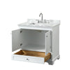 Custom image for White with Polished Chrome Trim / White Carrara Marble, Rectangular Sink / No Mirror