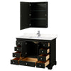 Custom image for Dark Espresso with Polished Chrome Trim / Carrara Cultured Marble, Rectangular Sink / Medicine Cabinet