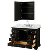 Custom image for Dark Espresso with Polished Chrome Trim / White Carrara Marble, Rectangular Sink / Medicine Cabinet