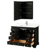 Custom image for Dark Espresso with Polished Chrome Trim / Giotto Quartz, Rectangular Sink / Medicine Cabinet