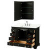 Custom image for Dark Espresso with Polished Chrome Trim / Giotto Quartz, Rectangular Sink / Medicine Cabinet