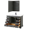 Custom image for Dark Gray with Matte Black Trim / White Cultured Marble, Rectangular Sink / Medicine Cabinet