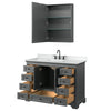 Custom image for Dark Gray with Matte Black Trim / White Cultured Marble, Rectangular Sink / Medicine Cabinet