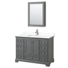 Custom image for Dark Gray with Polished Chrome Trim / White Cultured Marble, Rectangular Sink / Medicine Cabinet