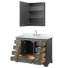 Custom image for Dark Gray with Polished Chrome Trim / White Cultured Marble, Rectangular Sink / Medicine Cabinet