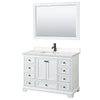 Custom image for White with Matte Black Trim / Carrara Cultured Marble, Rectangular Sink / 46