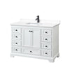 Custom image for White with Matte Black Trim / White Cultured Marble, Rectangular Sink / No Mirror