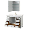 Custom image for White with Brushed Gold Trim / Carrara Cultured Marble, Rectangular Sink / Medicine Cabinet