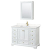 Custom image for White with Brushed Gold Trim / Carrara Cultured Marble, Rectangular Sink / Medicine Cabinet