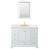 Custom image for White with Brushed Gold Trim / Carrara Cultured Marble, Rectangular Sink / Medicine Cabinet
